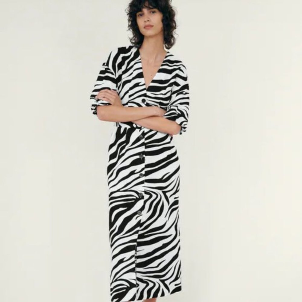 NWT Zara Animal Print Midi